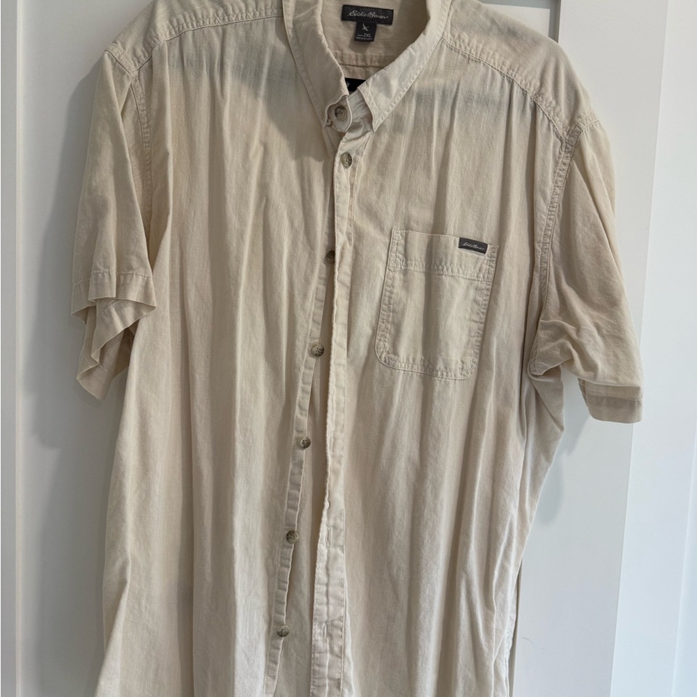 Eddie Bauer Men's Beige Button-Down Shirt